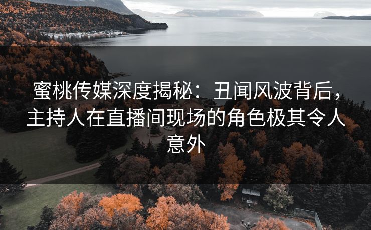 蜜桃传媒深度揭秘:丑闻风波背后,主持人在直播间现场的角色极其令人意外 蜜桃传媒深度揭秘:丑闻风波背后,主持人在直播间现场的角色极其令人意外
