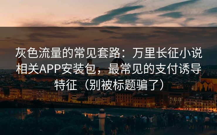 灰色流量的常见套路：万里长征小说相关APP安装包，最常见的支付诱导特征（别被标题骗了）