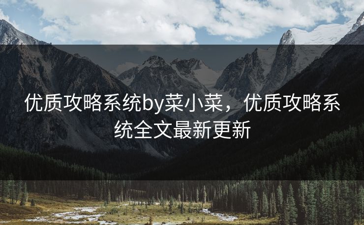 优质攻略系统by菜小菜，优质攻略系统全文最新更新